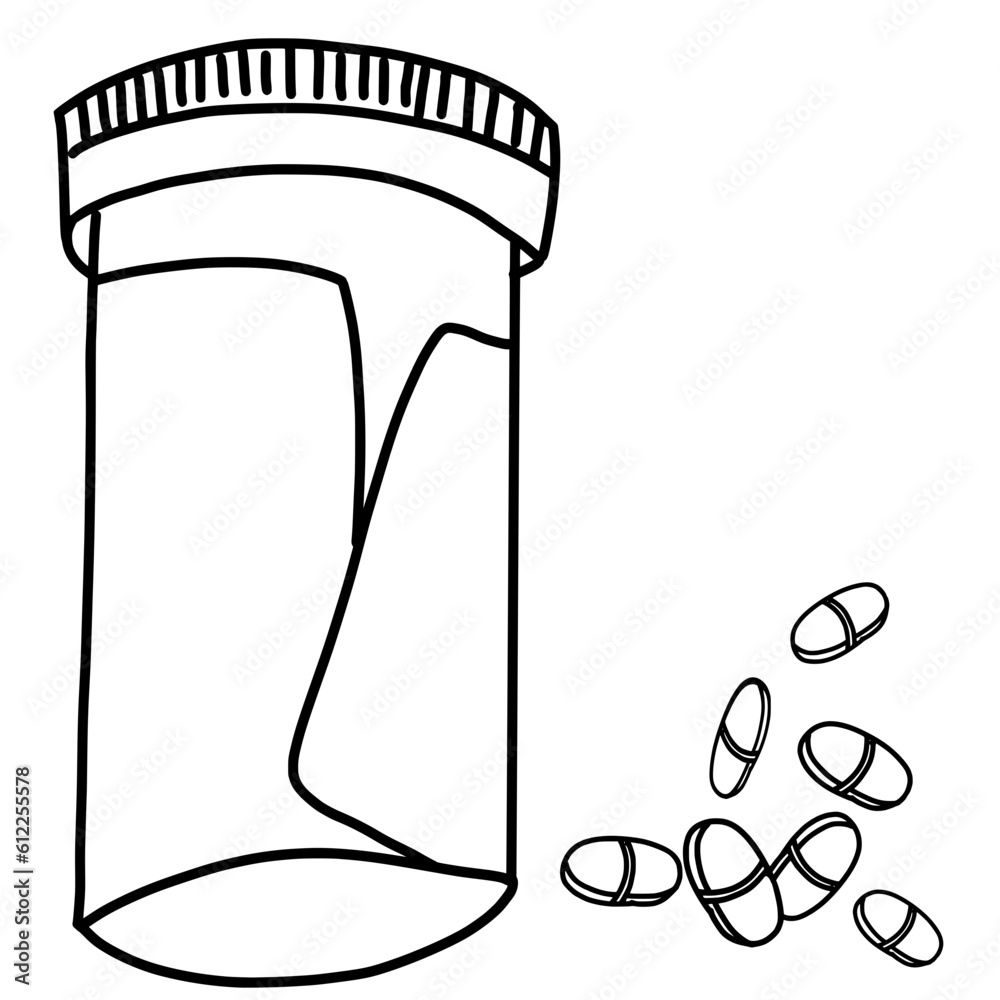 illustration of a medicine bottle and pills illustration of a medicine bottle and pills