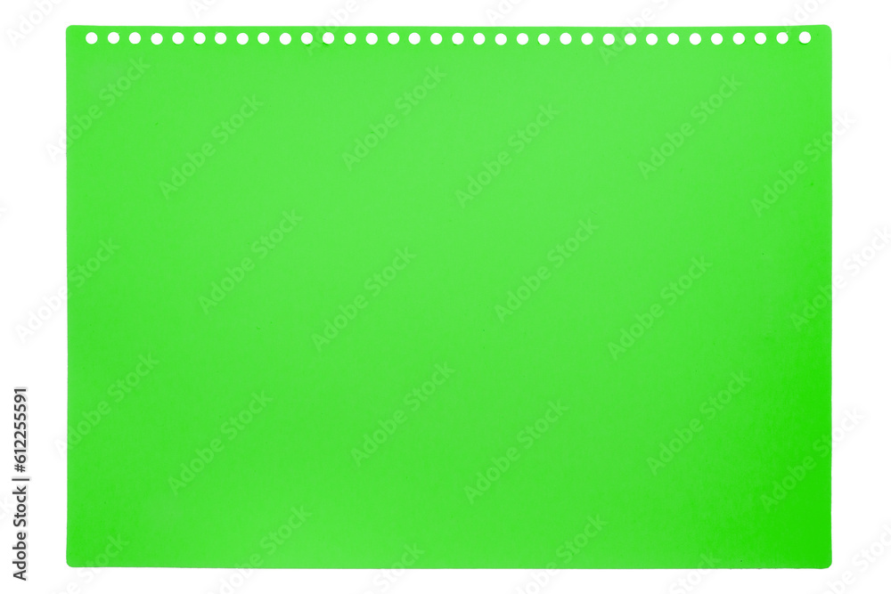 Green frame on a white background with copy space. Blank green sheet for writing information from a notepad. Isolated on white background. Green frame on a white background with copy space. Blank green sheet for writing information from a notepad. Isolated on white background.