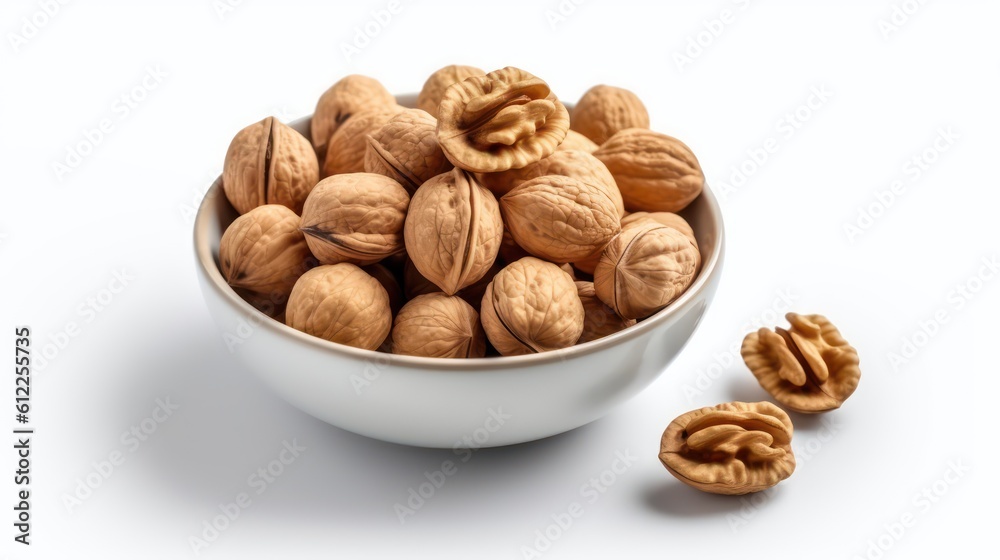 walnuts in a bowl white background walnuts in a bowl white background