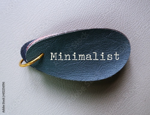 Obraz na plátně Blue leather with text written MINIMALIST, means person who focus on what really
