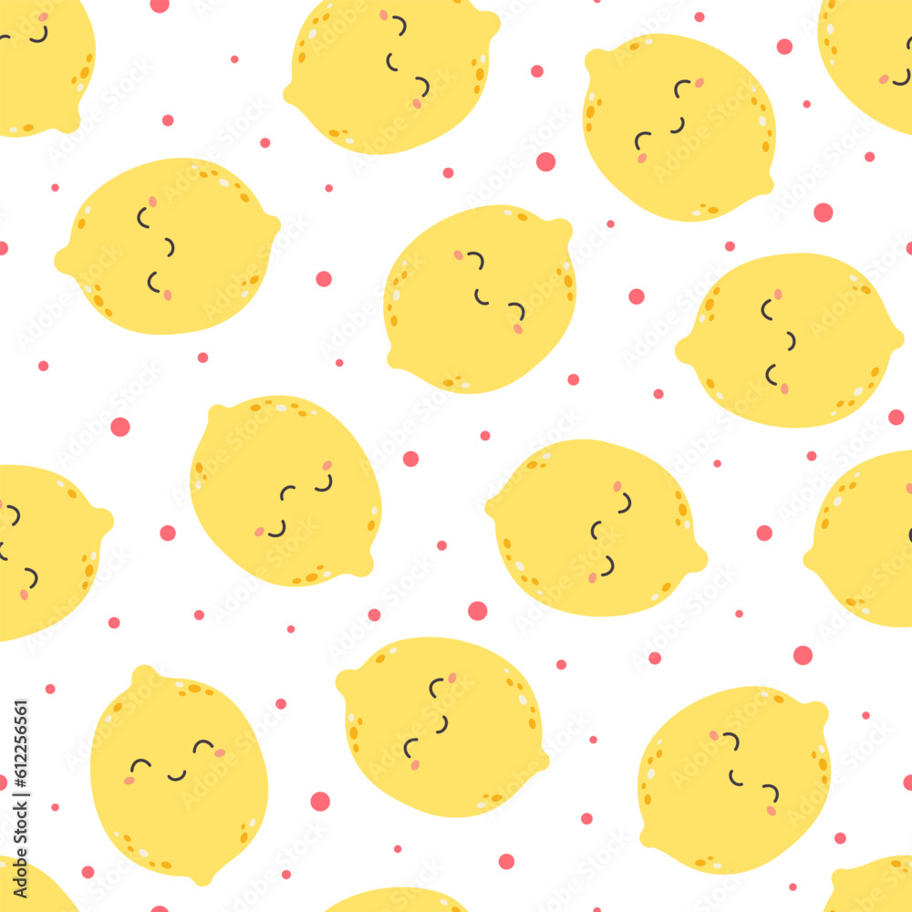 cartoon summer seamless pattern with cute lemon cartoon summer seamless pattern with cute lemon