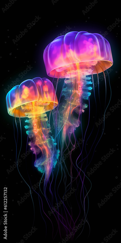 Colorful Cute Jellyfish AI Generated Colorful Cute Jellyfish AI Generated