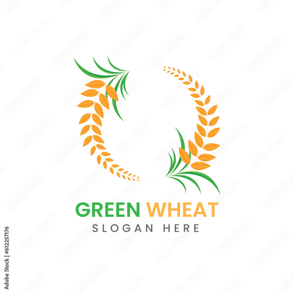 Abstract flat wheat logo design vector template illustration