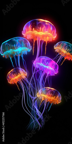 Colorful Cute Jellyfish AI Generated © berkahjaya