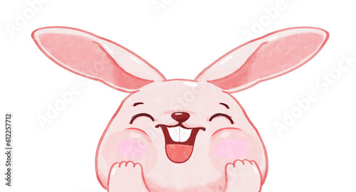 웃고있는 핑크 토끼 photo