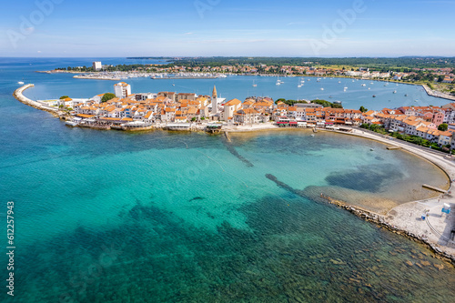 Obraz na płótnie Aereal view over Umag, Istria, Croatia w salonie
