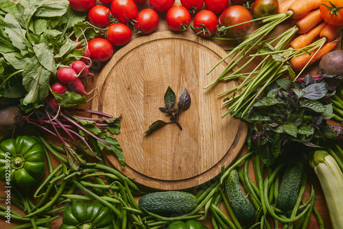 variety fresh vegetables herbs cutting