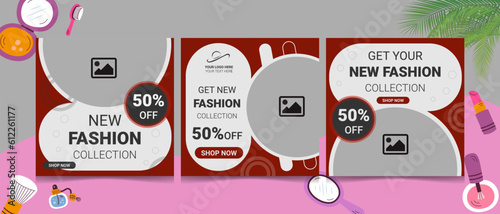 Women fashion collection sale offer price only young lady top 5 supper fashion design element for sexy women free home delivery women only buy one get one social media post idea template 2023.