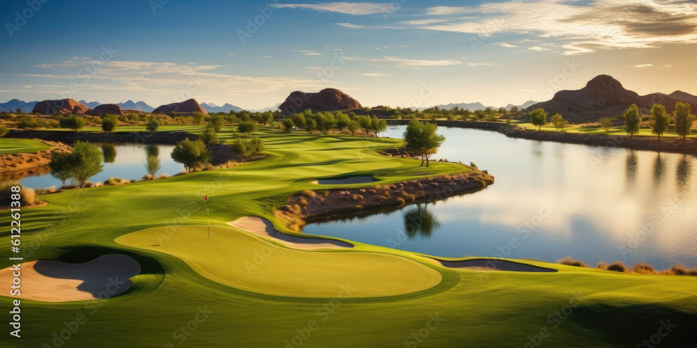 Golf course landscape. Generative AI