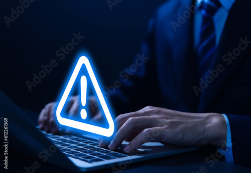 Fototapeta Naklejka Na Ścianę i Meble -  warning triangle and exclamation sign icon caution of dangerous problems server error