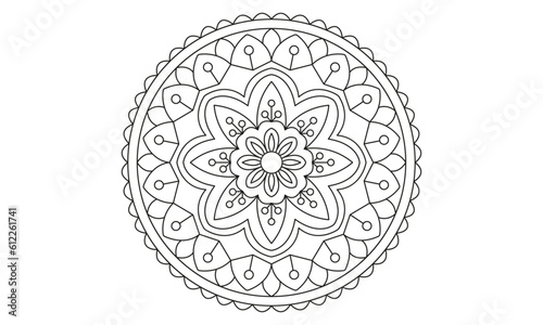 Vector hand-drawn doodle mandala, Circular pattern in the form of the mandala, Mehndi, tattoo, decoration. coloring pages for the book