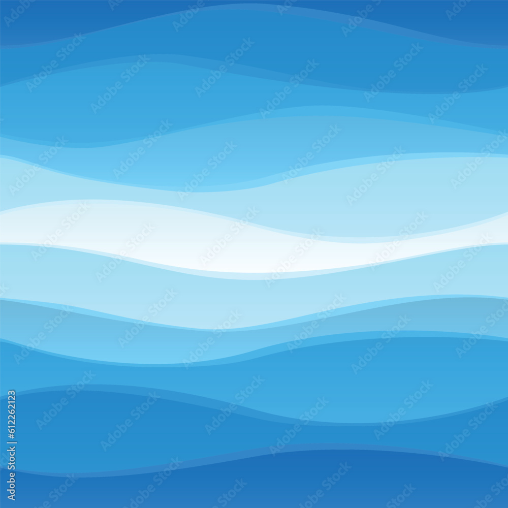 Seamless sea waves pattern. Water wave abstract design. Blue ocean wave layer