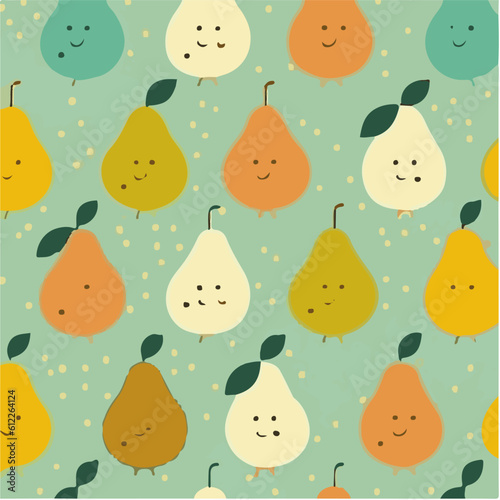 cute simple pear pattern, cartoon, minimal, decorate blankets, carpets, for kids, theme print design
 photo