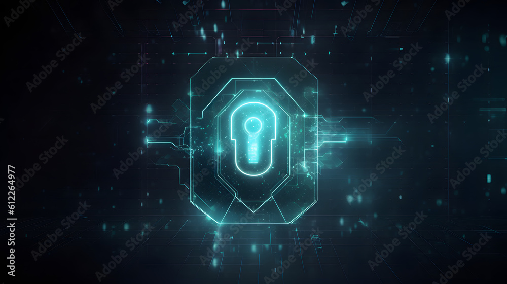 custom made wallpaper toronto digitalCyber security concept Shield With Keyhole icon on digital data background