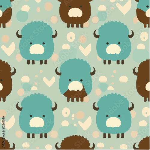 cute simple bison pattern, cartoon, minimal, decorate blankets, carpets, for kids, theme print design
