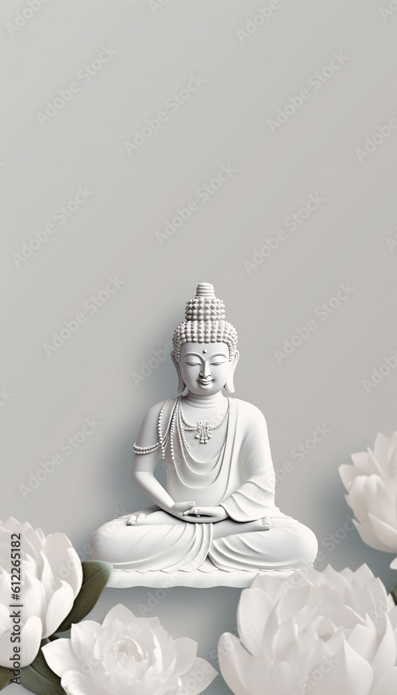 buddhism background with buddha and lotus
