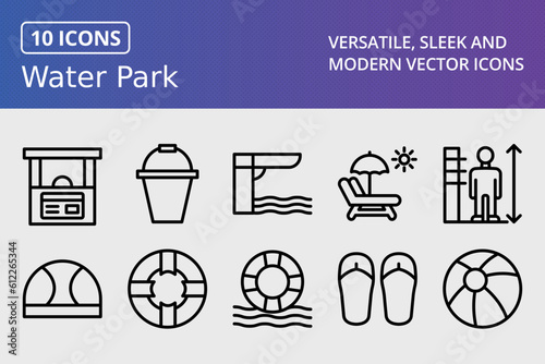 Vector Water Park Icon Set
