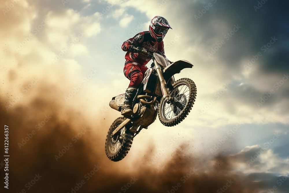 Motocross Rider on a Motorcycle