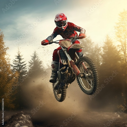 Motocross Rider on a Motorcycle