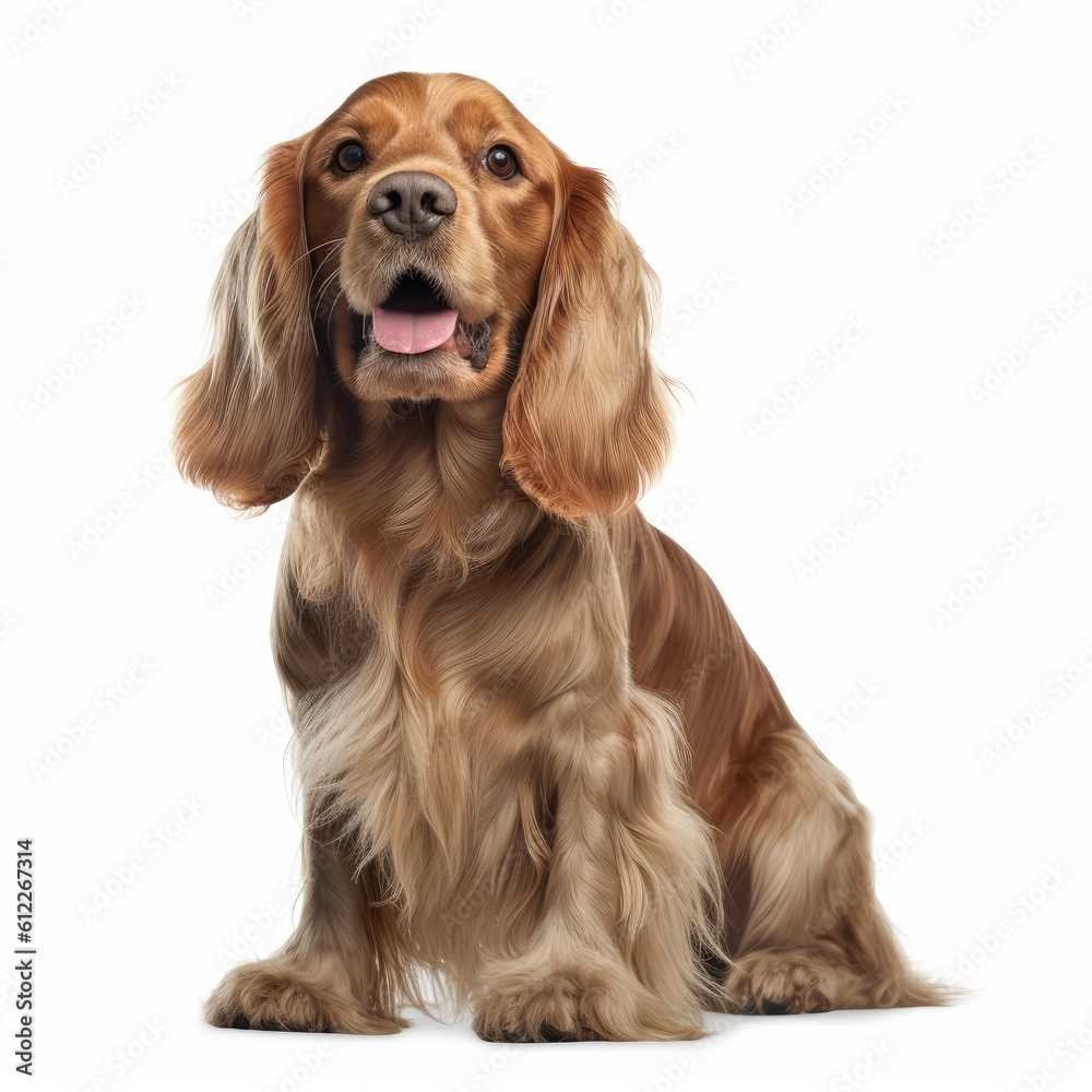cocker spaniel dog isolated on a white background, ai generative