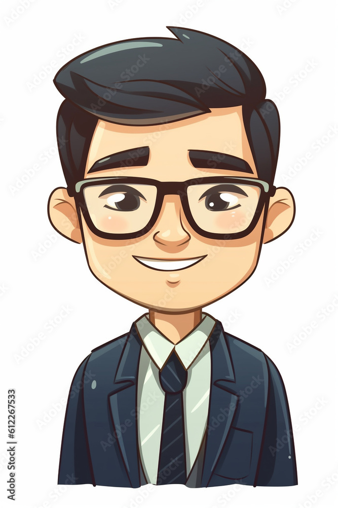 Cute office worker avatar. AI generated