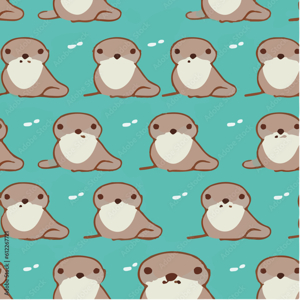 Obraz premium cute simple otter pattern, cartoon, minimal, decorate blankets, carpets, for kids, theme print design 