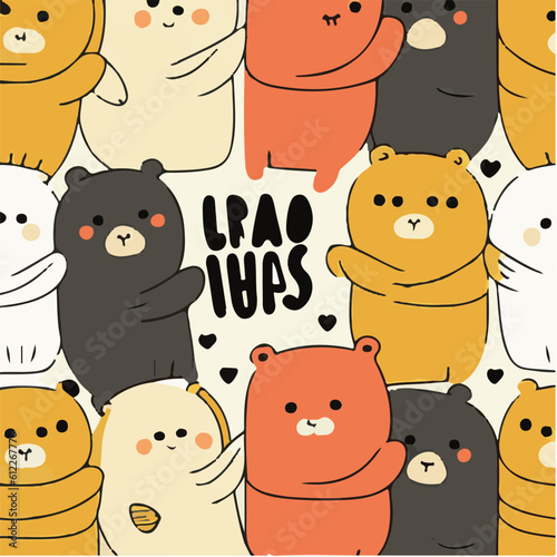 cute simple national hug day pattern, cartoon, minimal, decorate blankets, carpets, for kids, theme print design
