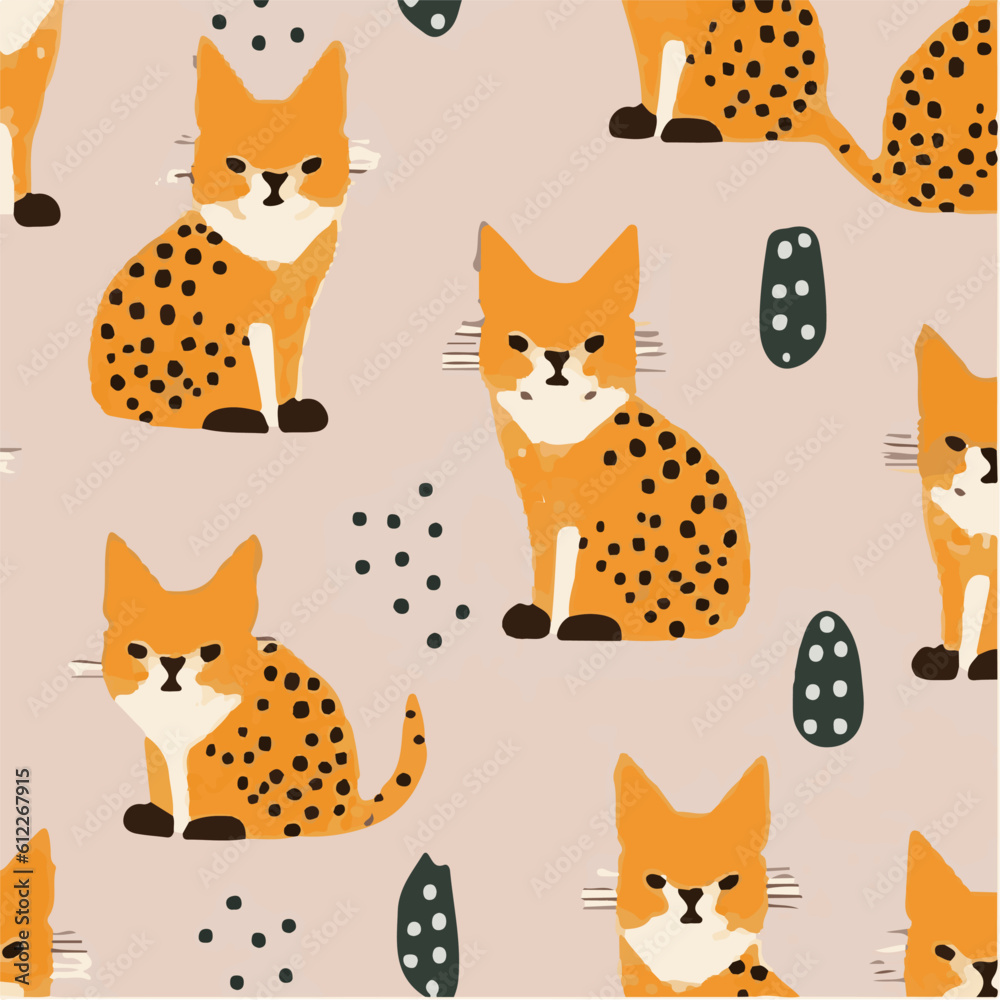 cute simple bobcat pattern, cartoon, minimal, decorate blankets, carpets, for kids, theme print design
