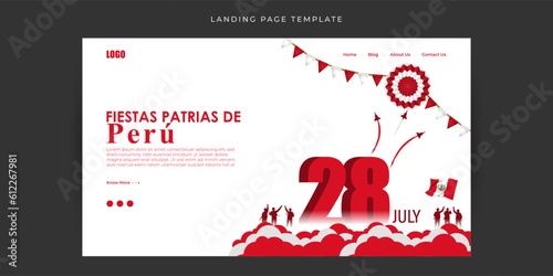 Vector illustration of Peru Independence Day 28 July Website landing page banner mockup Template