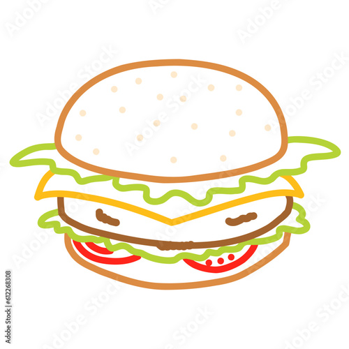 Hand drawn burger icon. Doodle burger illustration