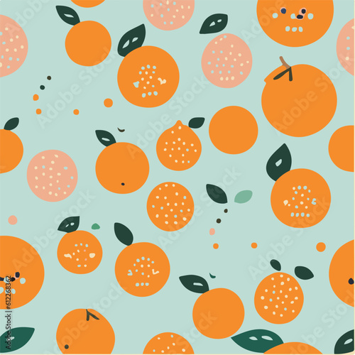Fototapeta Naklejka Na Ścianę i Meble -  cute simple tangerine pattern, cartoon, minimal, decorate blankets, carpets, for kids, theme print design
