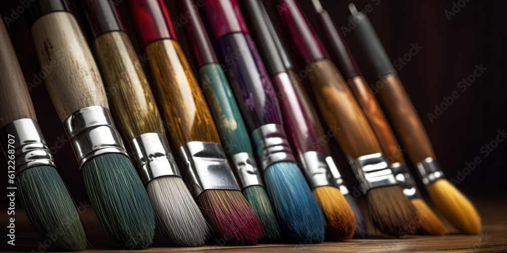 Artist's paint brushes. Generative Ai illustration Artist's paint brushes. Generative Ai illustration