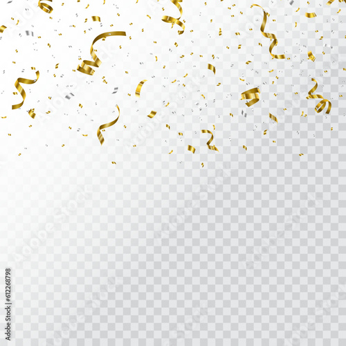 Falling confetti isolated on a transparent background. Vector template for your holiday, party, festival or birthday.