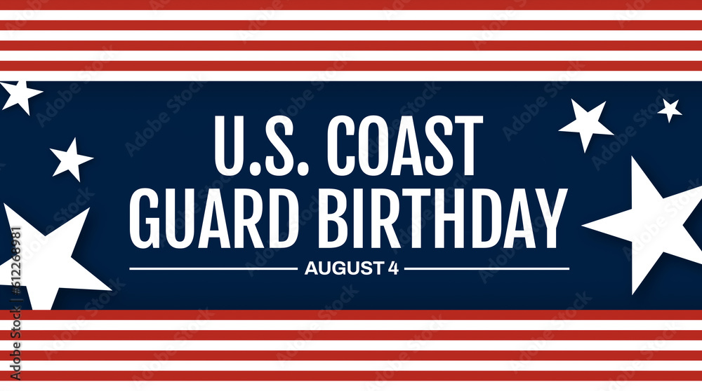 US Coast Guard Birthday background design in patriotic flag colors and