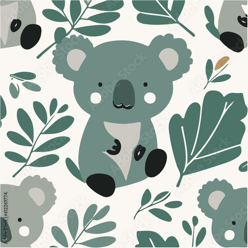 cute simple koala pattern, cartoon, minimal, decorate blankets, carpets, for kids, theme print design 