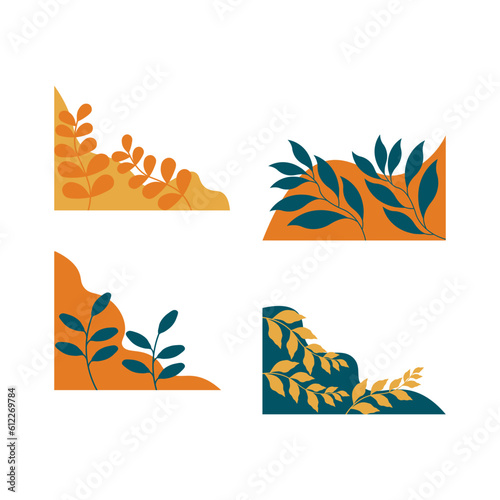 Collection of Plant Corner Shapes for Design Elements Templates
