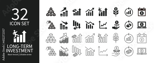 Icon set related to investment