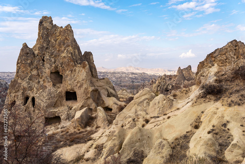 Cave system in rocks in Cappadocia, Turkey