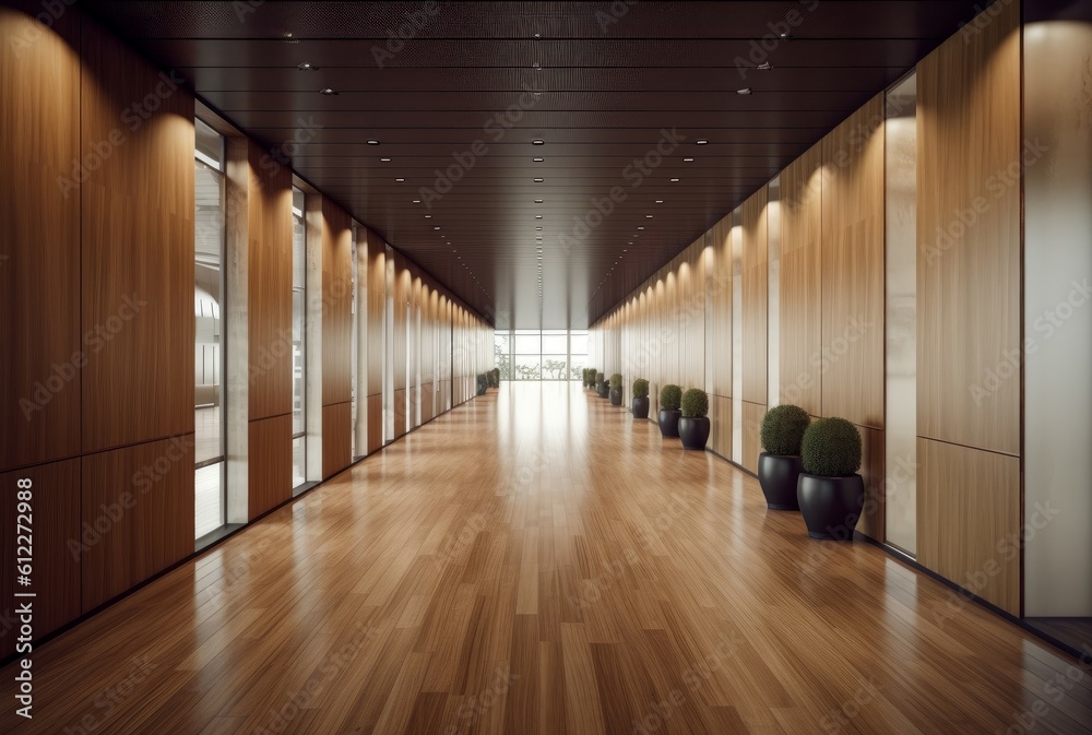 Large office corridor. Generate Ai