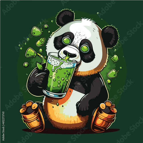 happy Panda drinking Lactobacillus drink, Panda character, artistic, print design, for t-shirt and case

