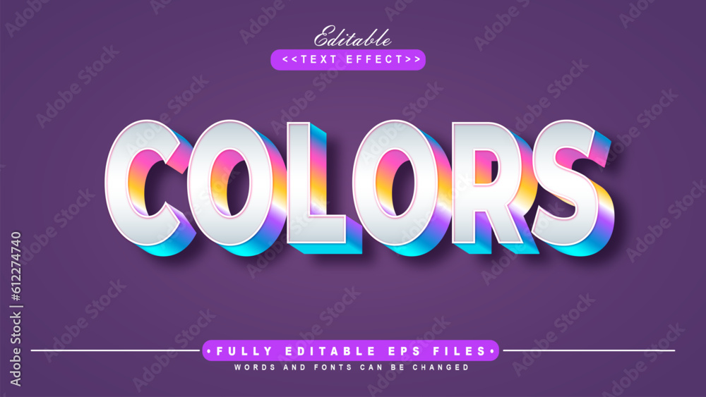 3d colorcolorful gradient color  text effect.typhography logo