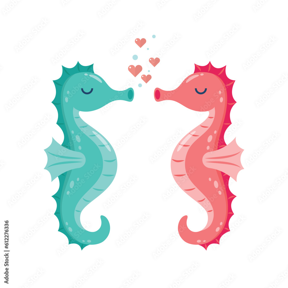 Couple seahorse cute cartoon Couple seahorse cute cartoon