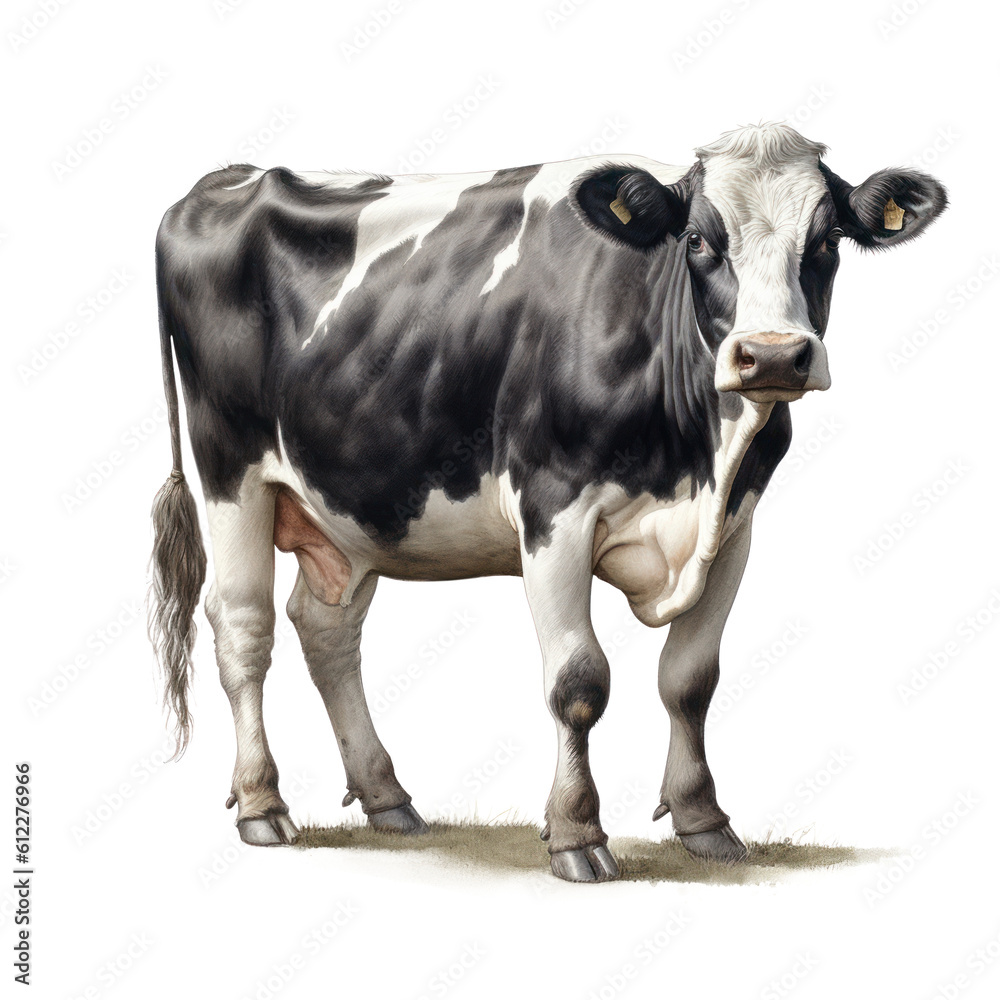 Krowa, wygenerowane przez AI, ilustracja bez tła