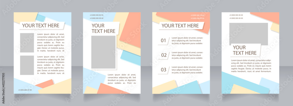 Hairdressing service promo blank brochure layout design. Hair style. Vertical poster template set with empty copy space for text. Premade corporate reports collection. Editable flyer paper pages