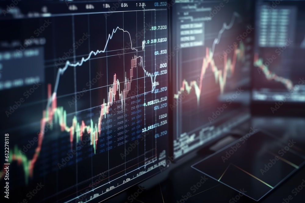 Stock market or forex trading graph and candlestick chart suitable for financial investment concept. Economy trends background for business. Abstract finance background. AI Generated Stock market or forex trading graph and candlestick chart suitable for financial investment concept. Economy trends background for business. Abstract finance background. AI Generated