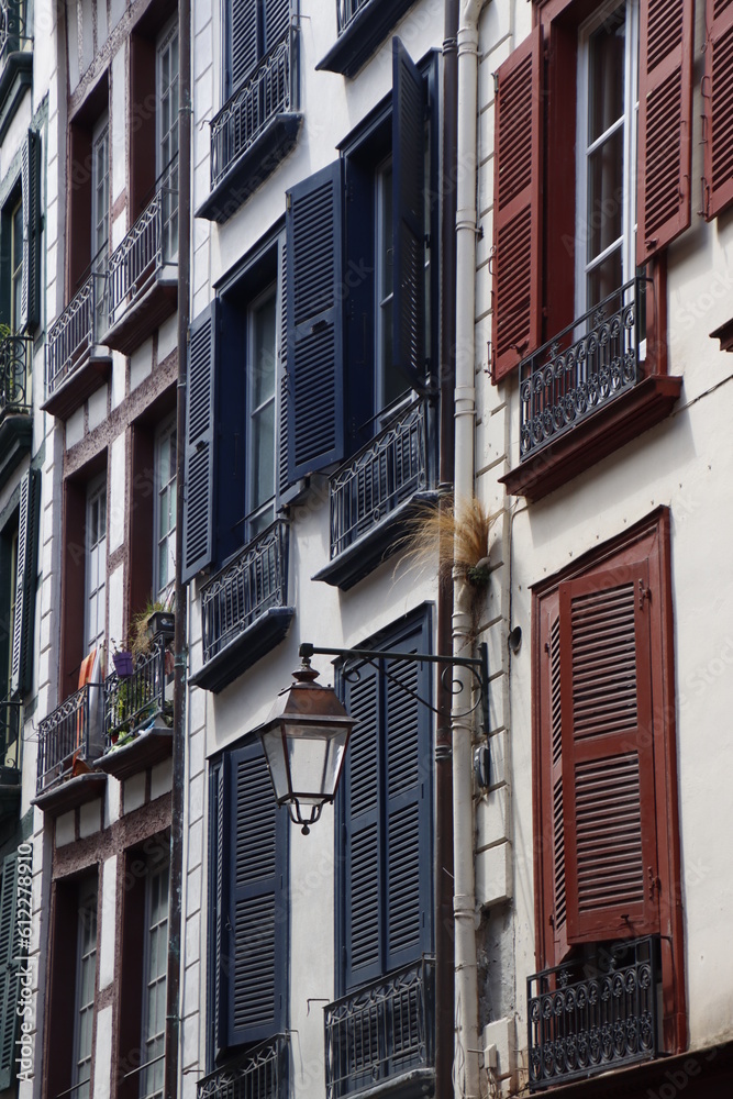 Old houses in the downtown of Bayonne, France
