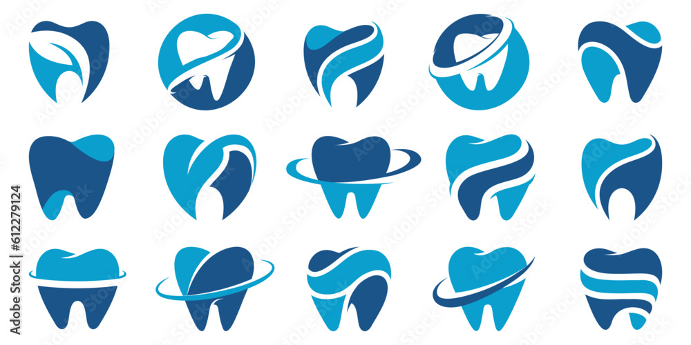 Teeth logo collection. Set of dental tooth icon. Logo for dent clinic