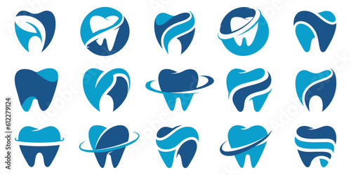 Teeth logo collection. Set of dental tooth icon. Logo for dent clinic