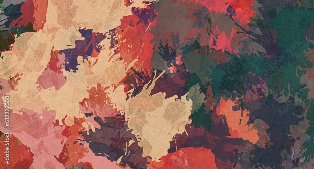 Abstract Grunge Background Graphic Watercolor Stylization on Textured Canvas of Chaetic Strokes of Paint Spots