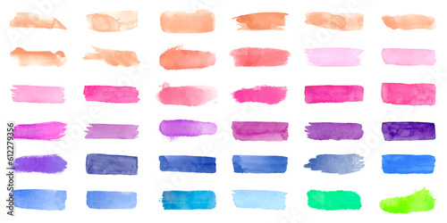Watercolor grunge banner collection. Set of watercolor paint splashes